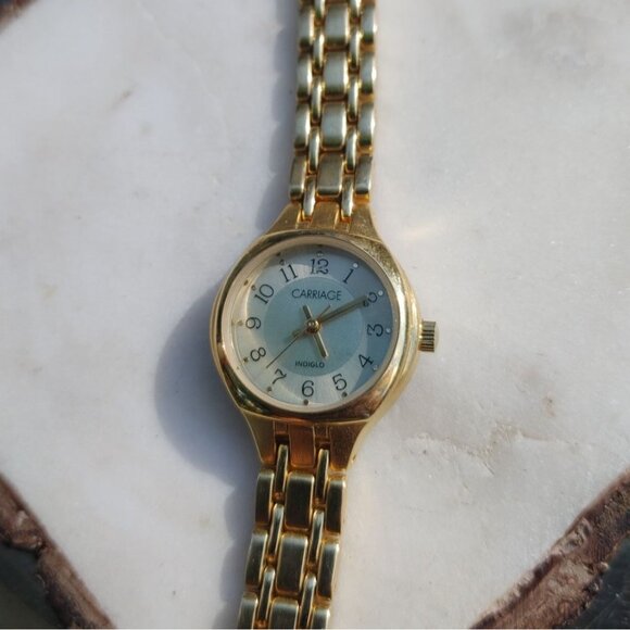Timex Bracelet Watch Indiglo Vintage Carriage Quartz Gold Tone Links Adjustable - Picture 7 of 14